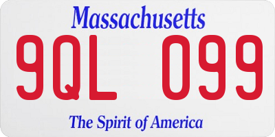 MA license plate 9QL099
