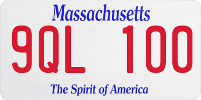 MA license plate 9QL100