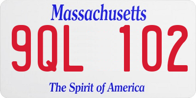 MA license plate 9QL102