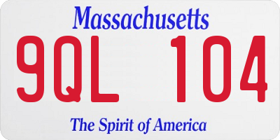 MA license plate 9QL104