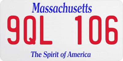 MA license plate 9QL106