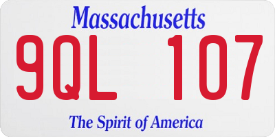 MA license plate 9QL107