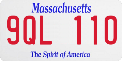MA license plate 9QL110