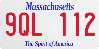 MA license plate 9QL112