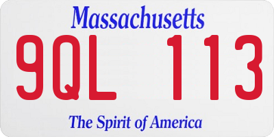 MA license plate 9QL113