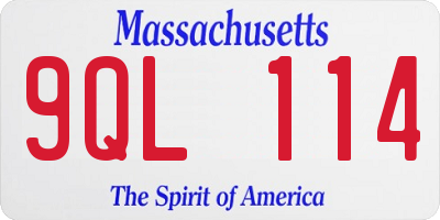 MA license plate 9QL114