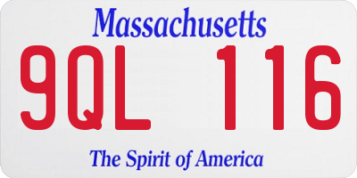 MA license plate 9QL116