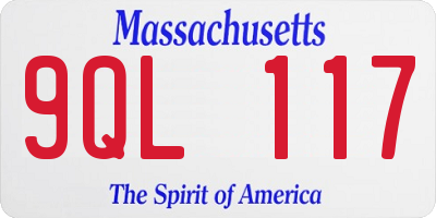 MA license plate 9QL117