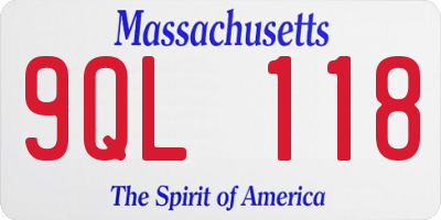 MA license plate 9QL118