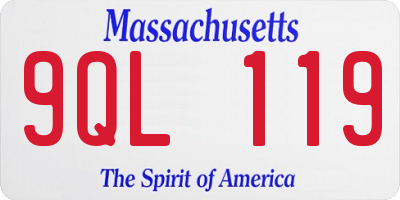 MA license plate 9QL119