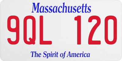 MA license plate 9QL120