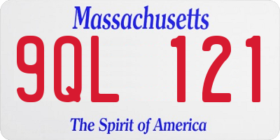 MA license plate 9QL121