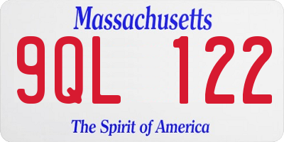 MA license plate 9QL122