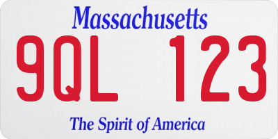 MA license plate 9QL123