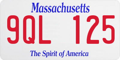 MA license plate 9QL125
