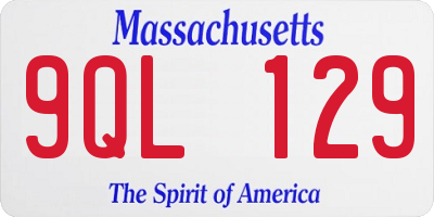 MA license plate 9QL129