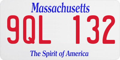 MA license plate 9QL132