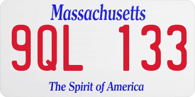 MA license plate 9QL133