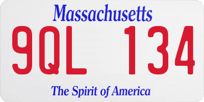 MA license plate 9QL134