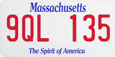 MA license plate 9QL135