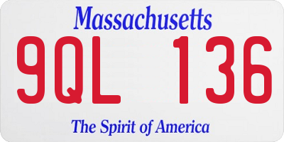 MA license plate 9QL136