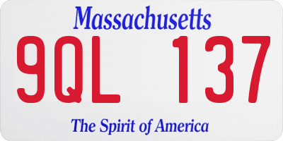 MA license plate 9QL137