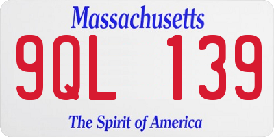 MA license plate 9QL139