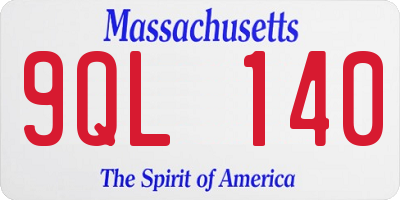 MA license plate 9QL140