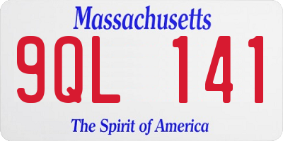 MA license plate 9QL141