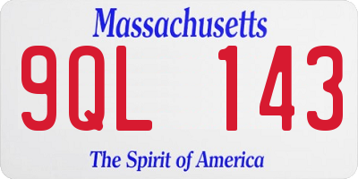 MA license plate 9QL143