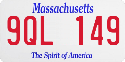 MA license plate 9QL149