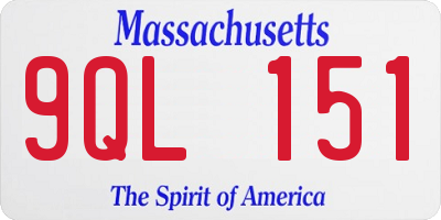 MA license plate 9QL151