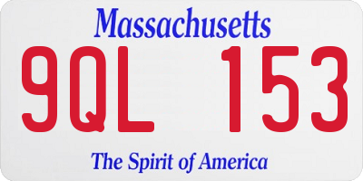 MA license plate 9QL153