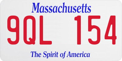 MA license plate 9QL154