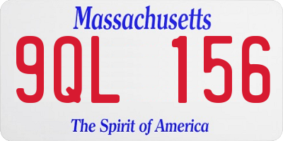 MA license plate 9QL156