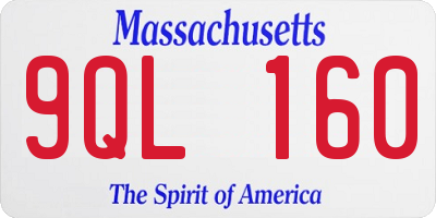 MA license plate 9QL160