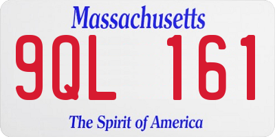 MA license plate 9QL161