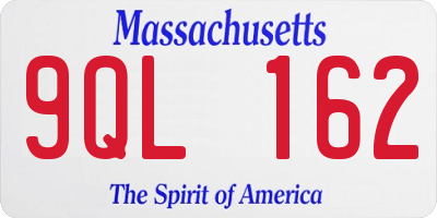 MA license plate 9QL162