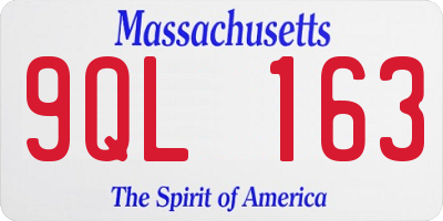 MA license plate 9QL163