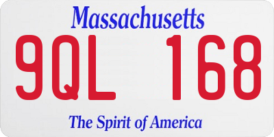 MA license plate 9QL168