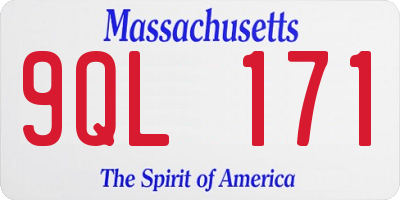 MA license plate 9QL171