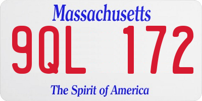 MA license plate 9QL172
