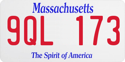 MA license plate 9QL173