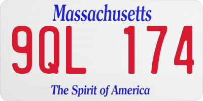MA license plate 9QL174