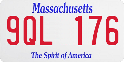 MA license plate 9QL176