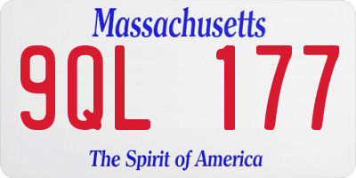 MA license plate 9QL177