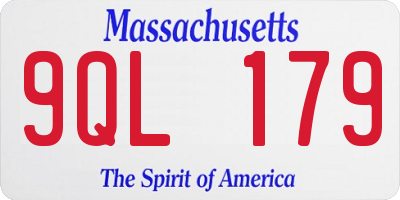 MA license plate 9QL179