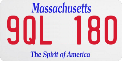 MA license plate 9QL180