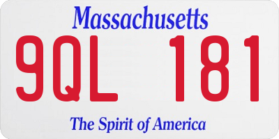 MA license plate 9QL181