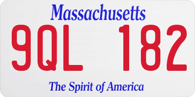 MA license plate 9QL182